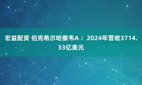 宏益配资 伯克希尔哈撒韦A ：2024年营收3714.33亿美元