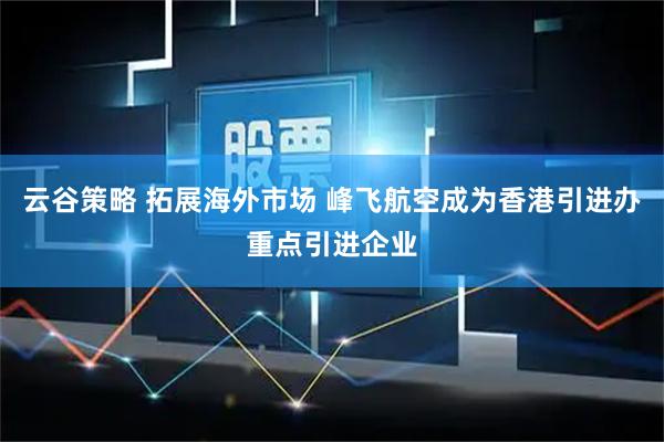云谷策略 拓展海外市场 峰飞航空成为香港引进办重点引进企业