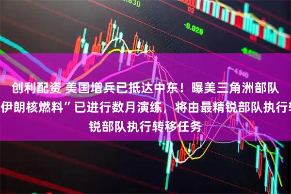 创利配资 美国增兵已抵达中东！曝美三角洲部队为“夺取伊朗核燃料”已进行数月演练，将由最精锐部队执行转移任务