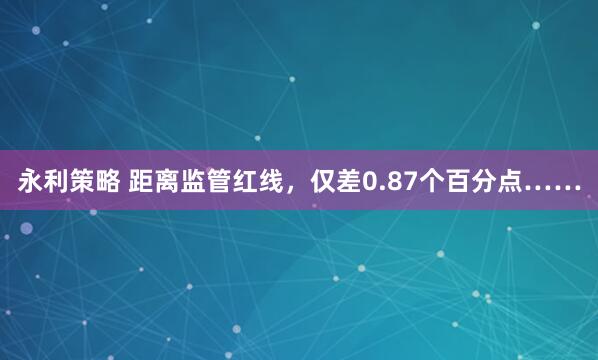 永利策略 距离监管红线，仅差0.87个百分点……